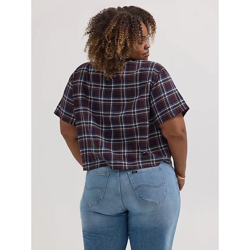 Womens Crop Plaid Chore Shirt Plus Size Product Image