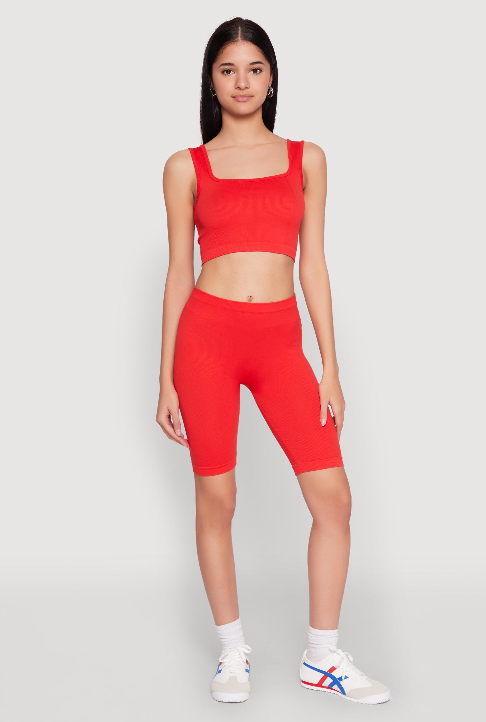 Womens Seamless Square Neck Crop Top and Biker Shorts Product Image