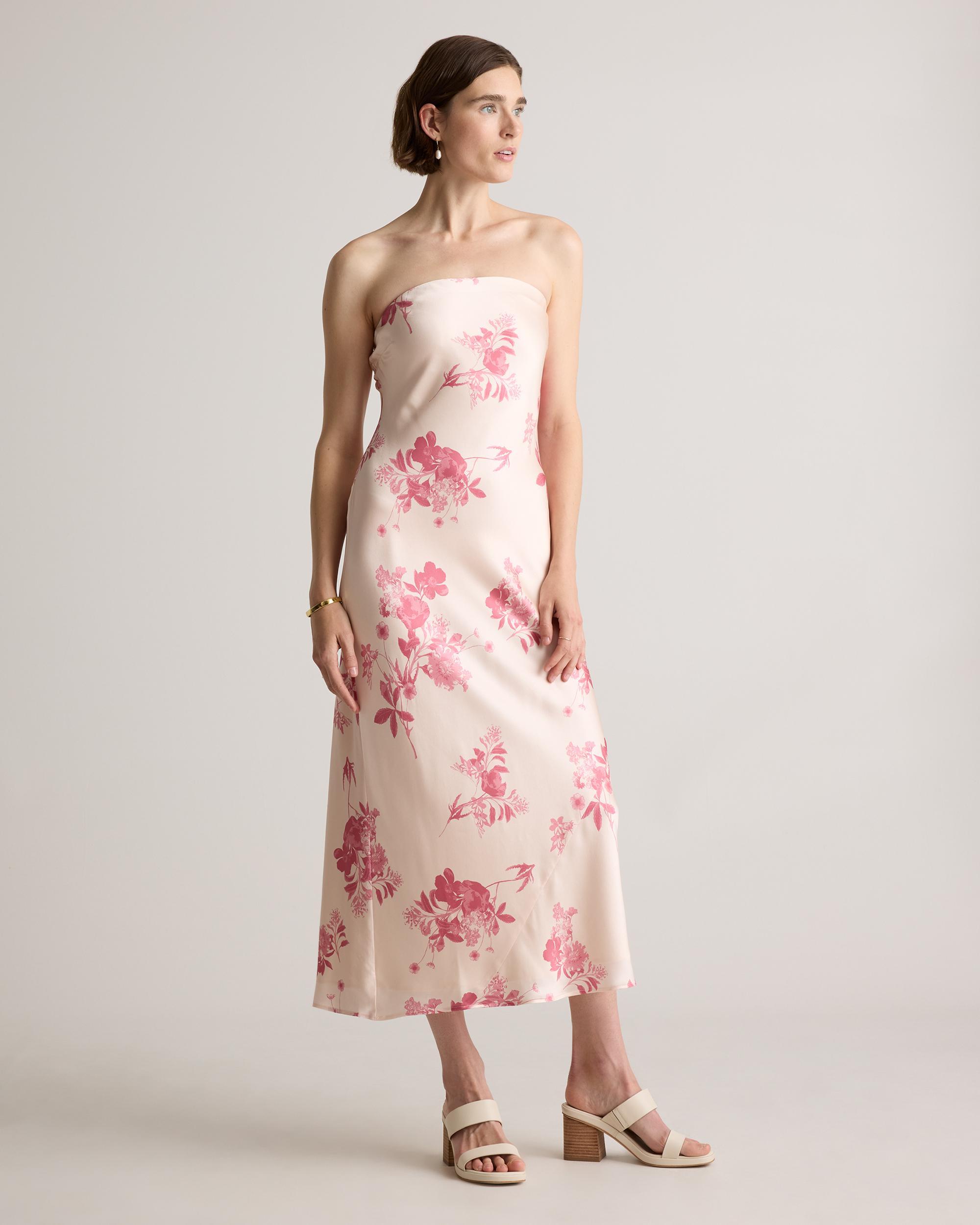 Quince | Women's Strapless Midi Dress Size XS, Mulberry Silk Product Image