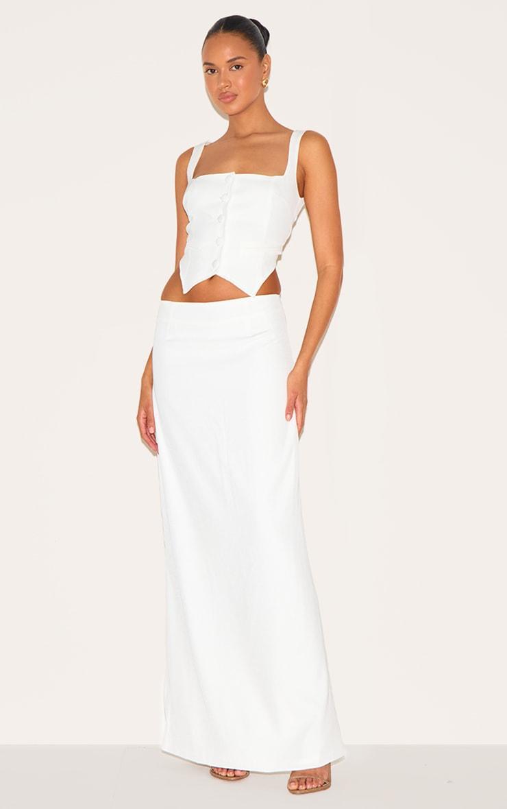 Premium White Woven Square Neck Cropped Vest Product Image