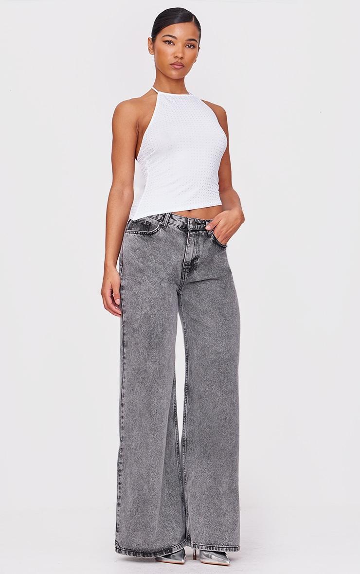 White Hot Fix Halterneck Open Back Long Top Product Image