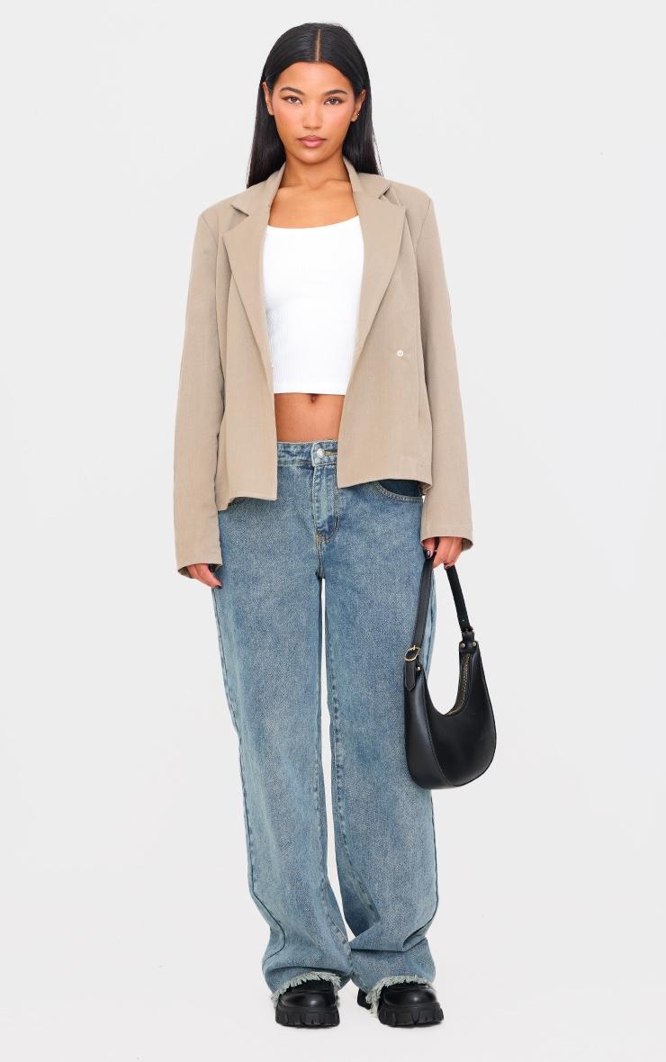 Taupe Fitted Asymmetric Jean Grazer Blazer Product Image