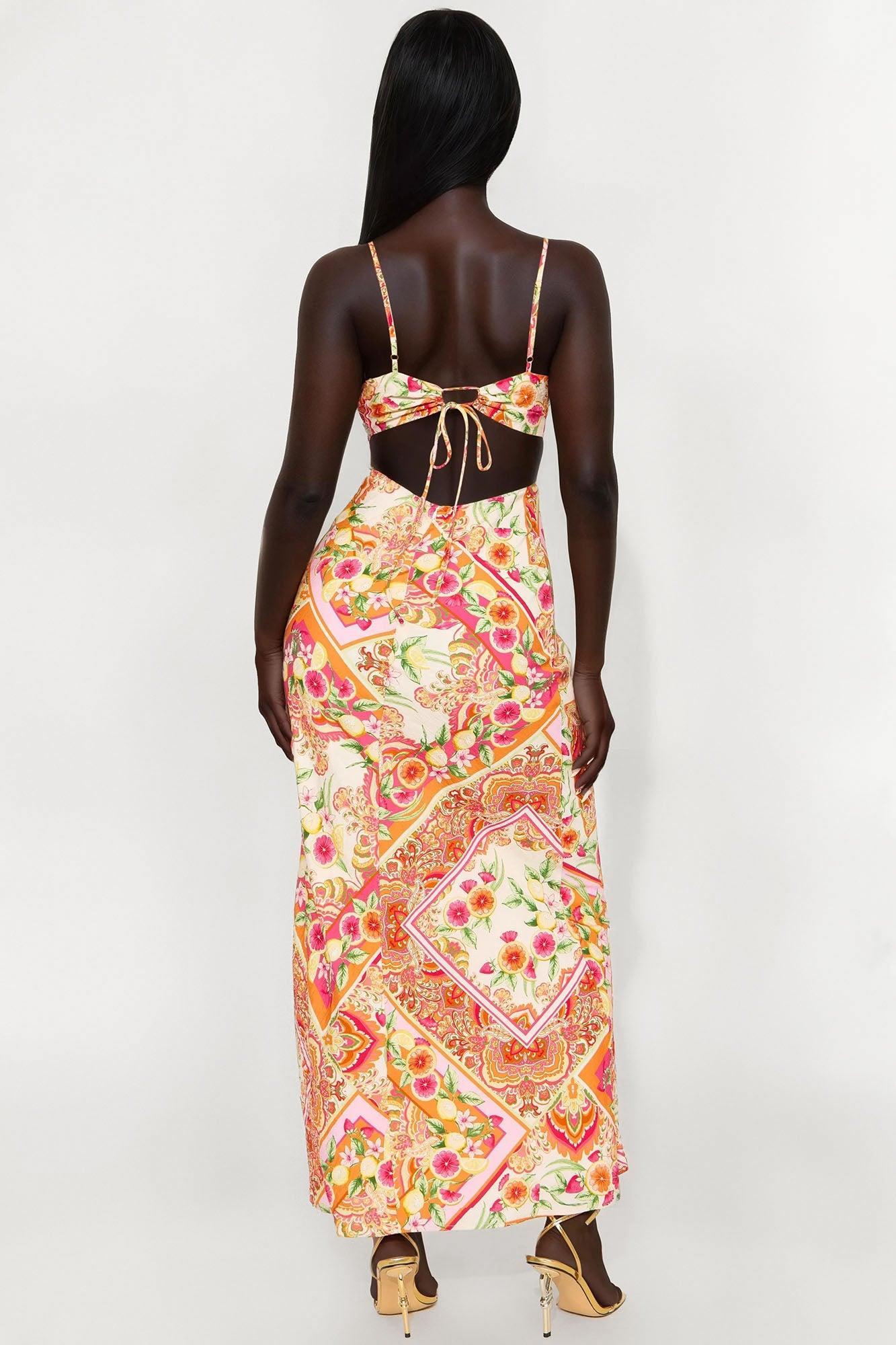 In The Garden Maxi Dress - Orange/combo Product Image