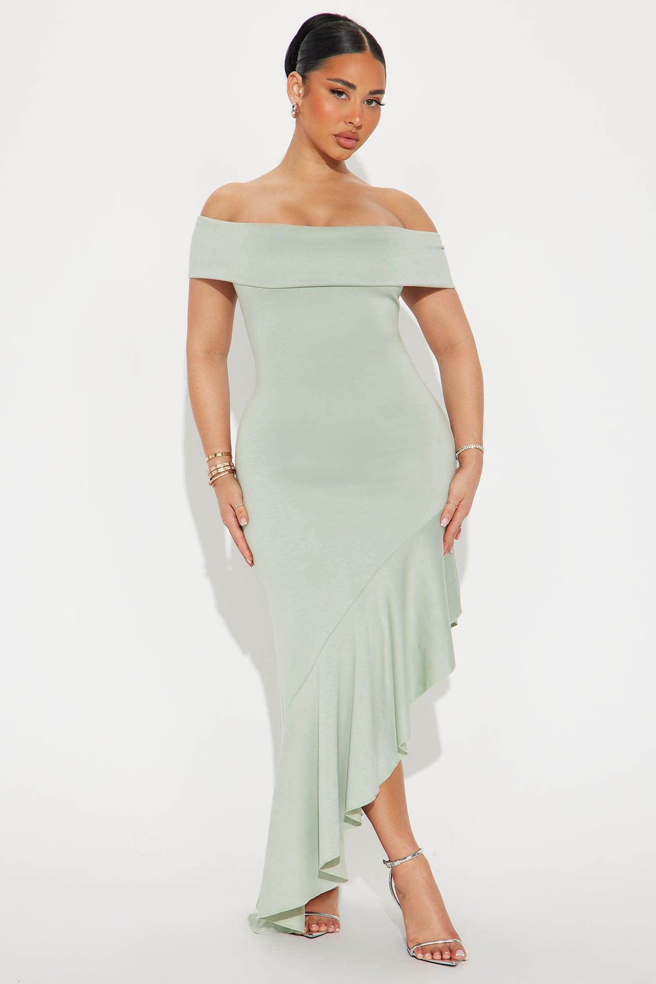 Fanny Asymmetrical Maxi Dress - Sage Product Image