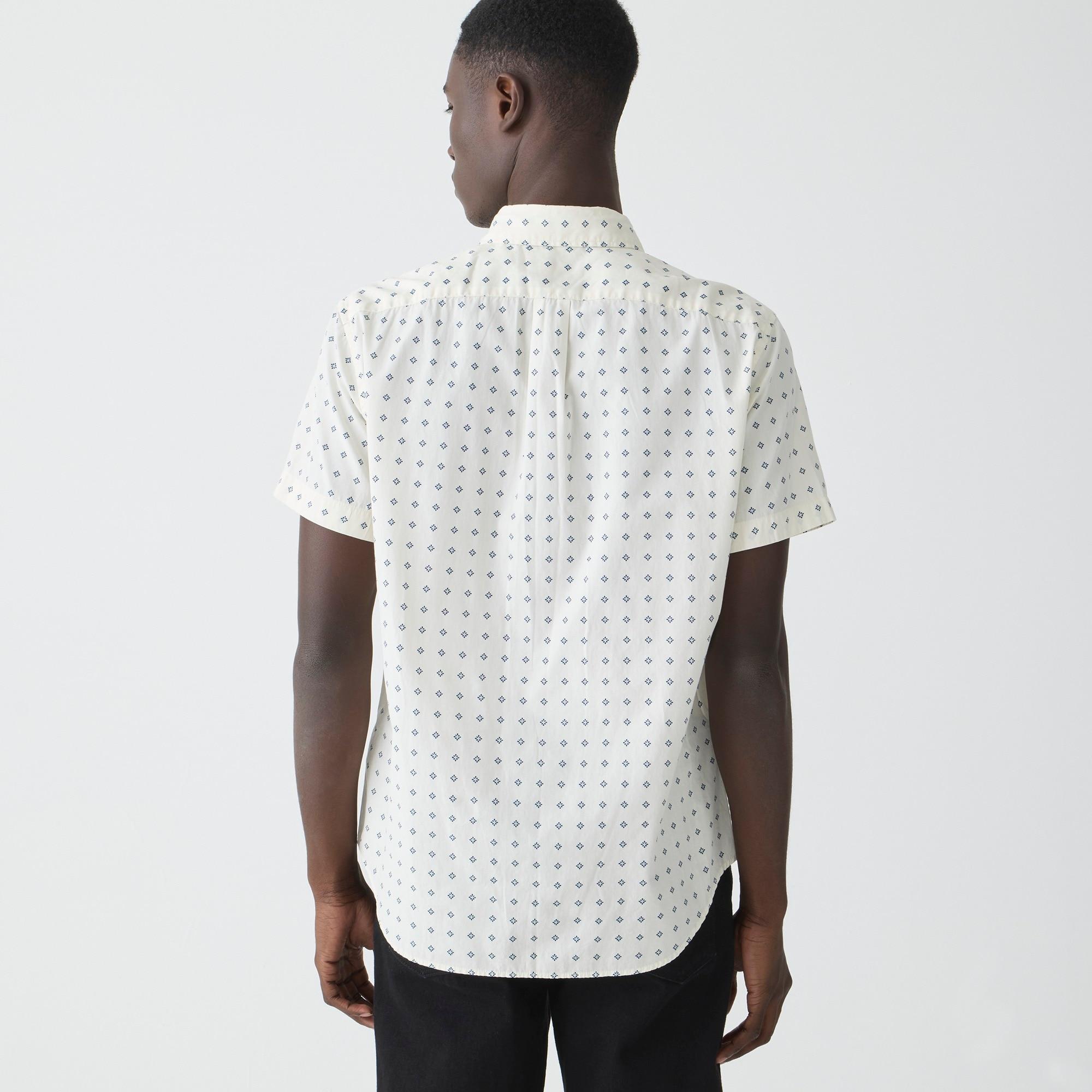 Slim short-sleeve Secret Wash cotton poplin shirt with point collar Product Image