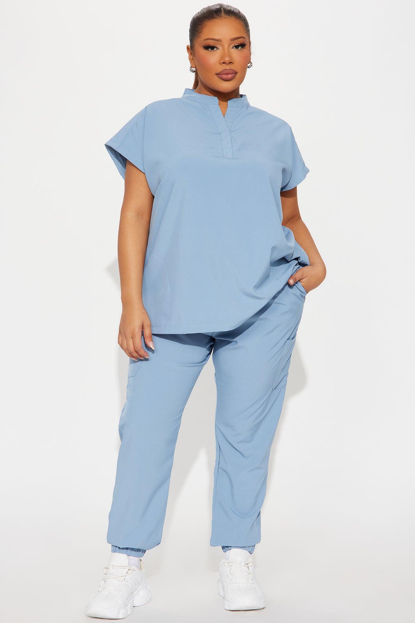 On Call Assist Sleeveless Jogger Scrub Set - Slate Blue Female Product Image