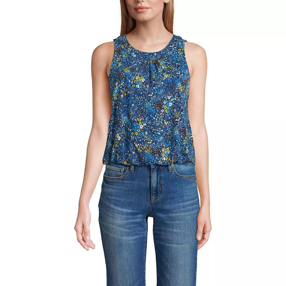 Women's Lands' End Lightweight Jersey Pleated Tank Top, Size: Small, Fresh Ivory Product Image