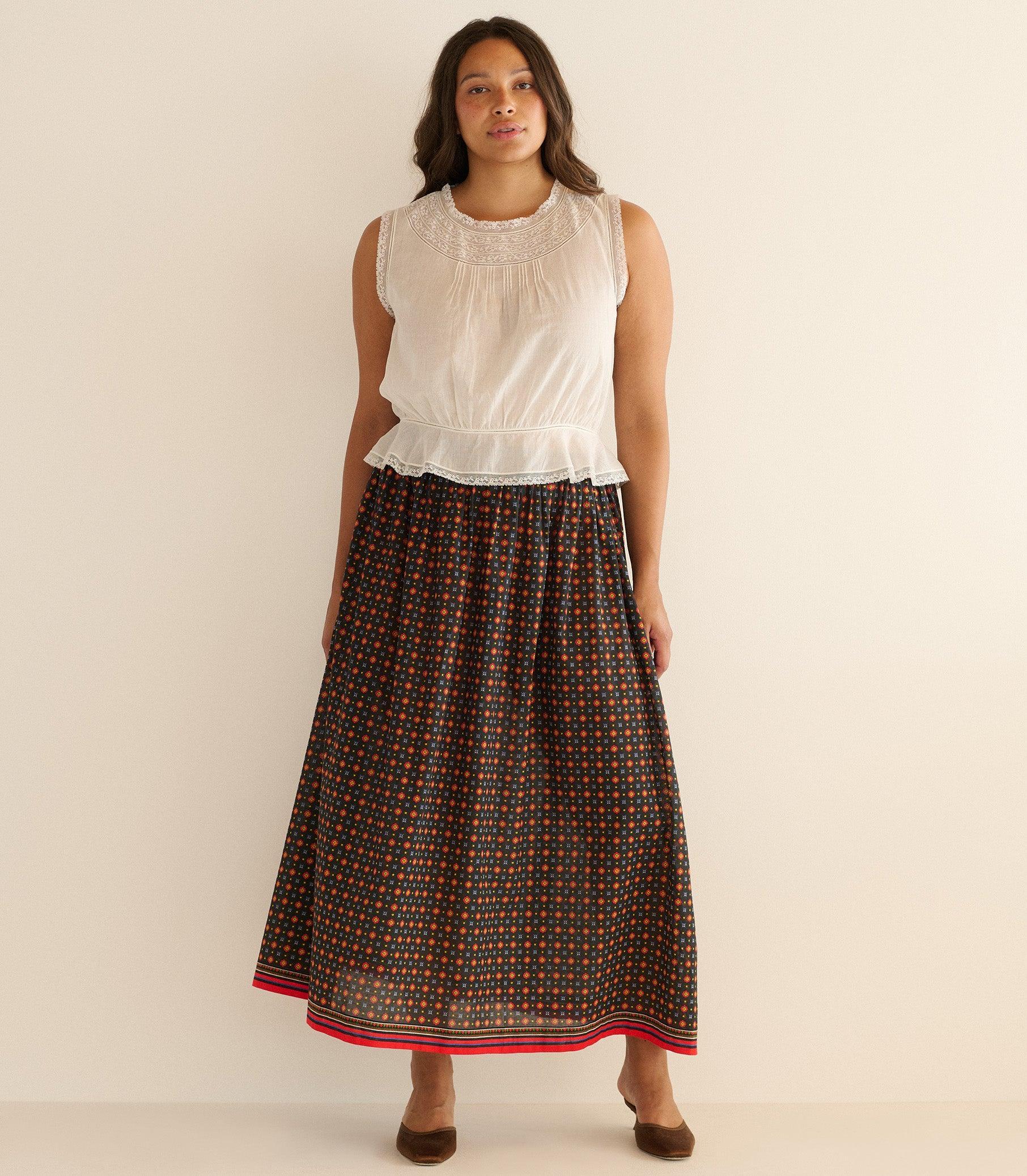 MARICETTE SKIRT -- NOIR MONTMARTRE FOULARD Product Image