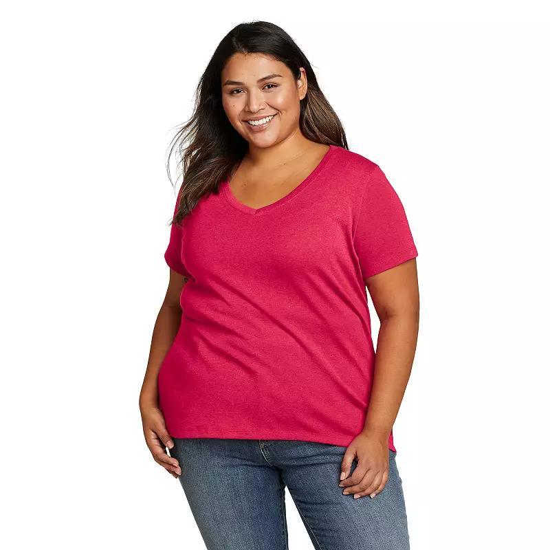 Plus Size Eddie Bauer Short Sleeve Favorite V-Neck Tee, Womens Medium Grey Grey Product Image