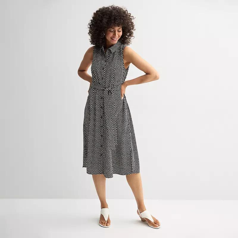 Women's Croft & Barrow® Y-Neck Shirtdress, Size: XXL, Black Tiny Geo Product Image