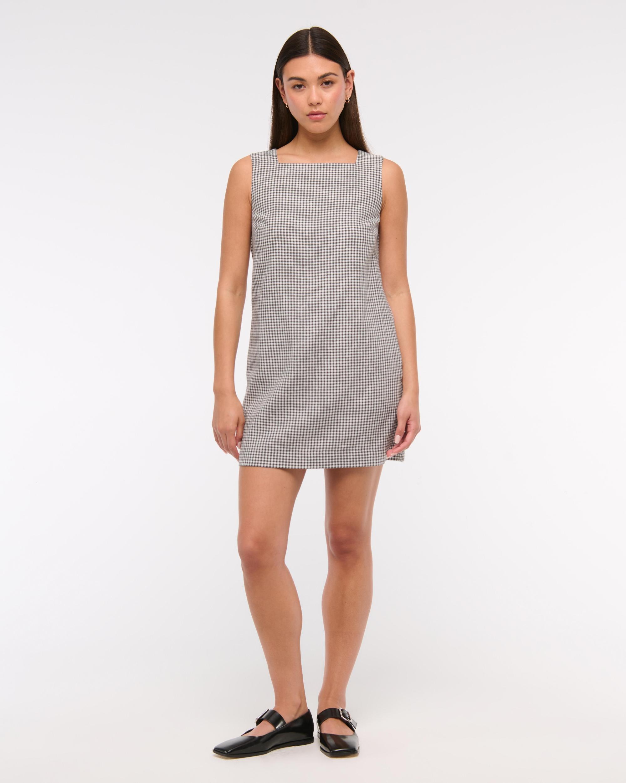 High-Neck Linen-Blend Mini Dress Product Image