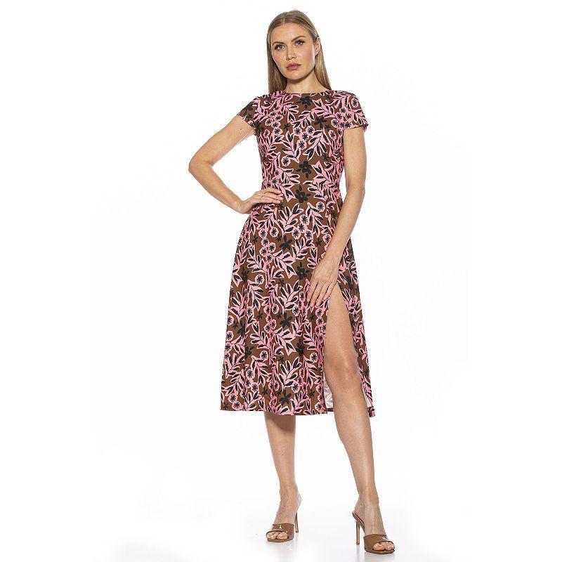 Women's ALEXIA ADMOR Lily High-Slit Midi Dress, Size: 8, Floral Party Product Image