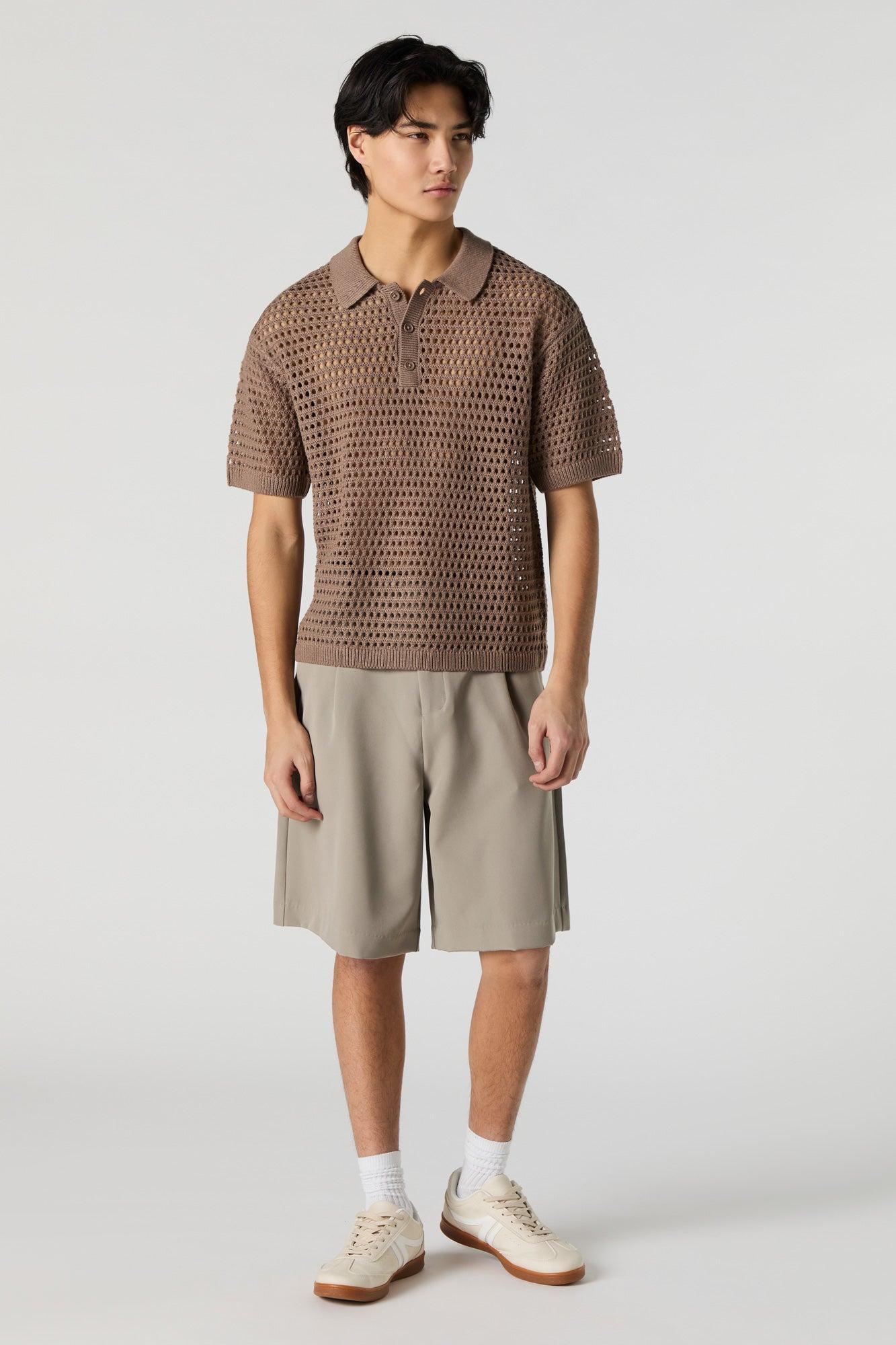 Open Knit Polo Top Male Product Image