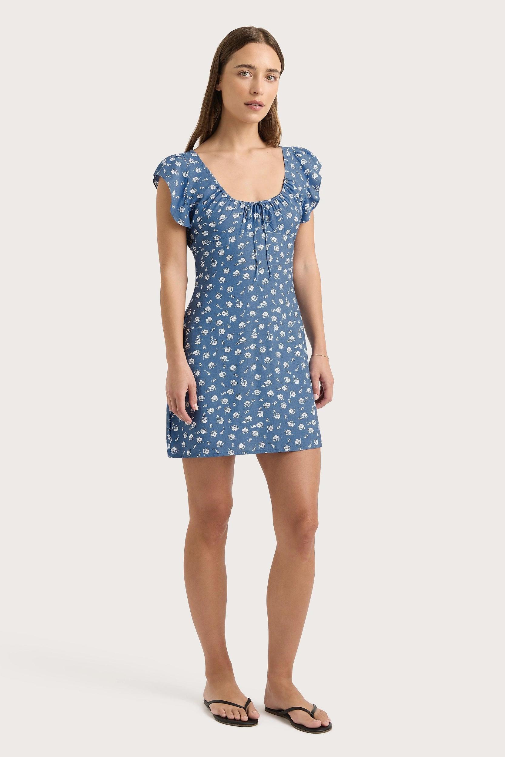 Milau Mini Dress Floral Blue Product Image