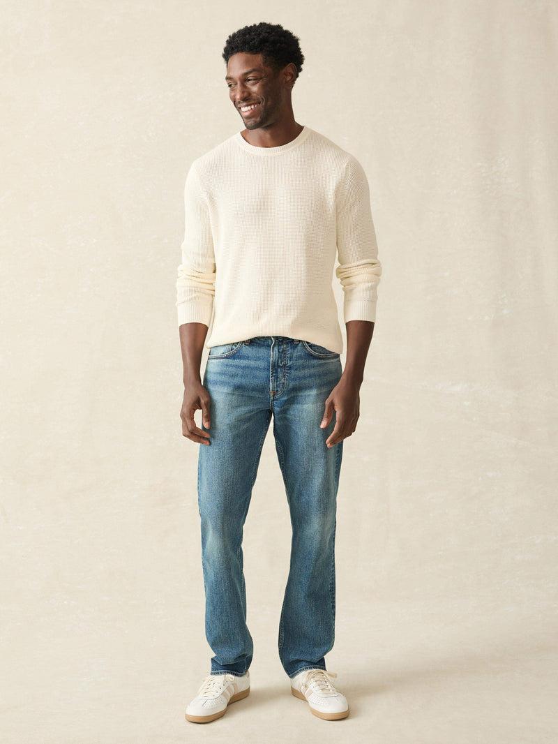 Sunwashed Crewneck Sweater - White Shell Product Image