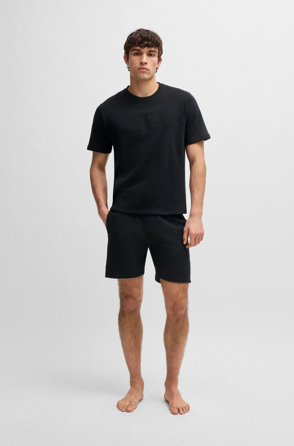 Cotton-terry shorts with outline logo embroidery Product Image