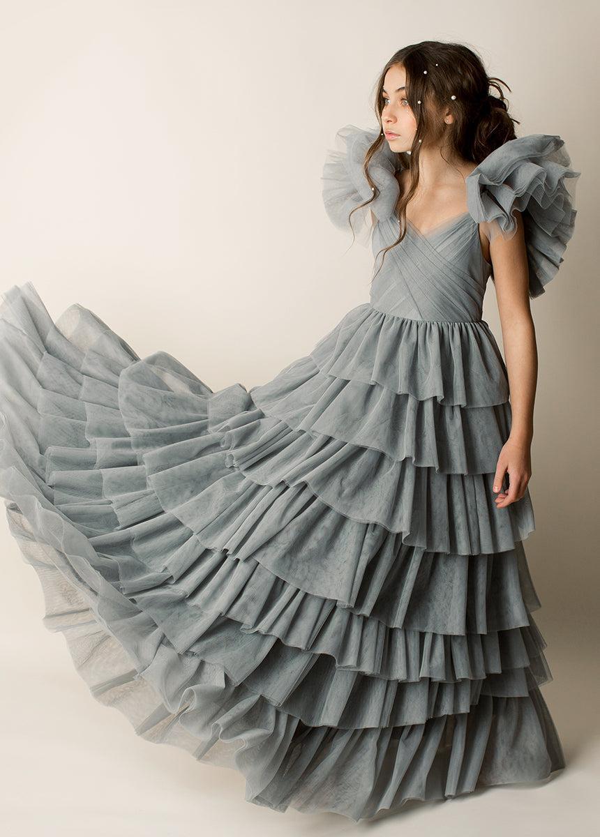 Briony Impact Dress in Dusty Blue Girls Product Image