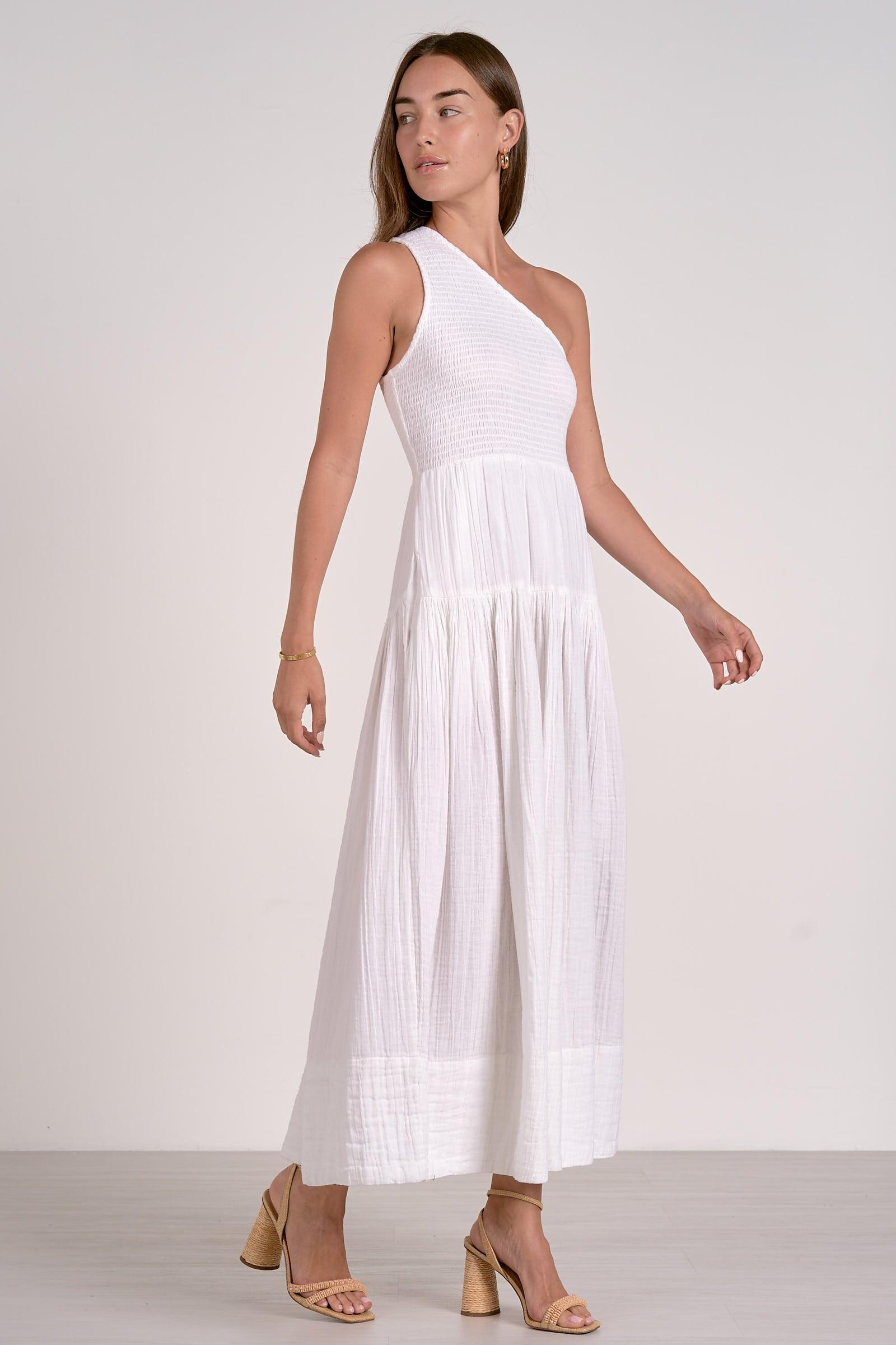 Off Shoulder Smocked Maxi Dress Product Image