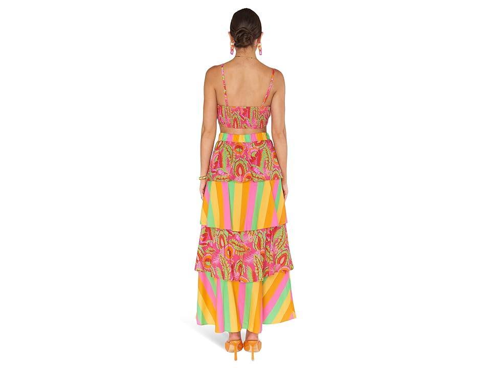 Show Me Your Mumu Full Swing Skirt (Neon Stripe Poplin) Women's Skirt Product Image