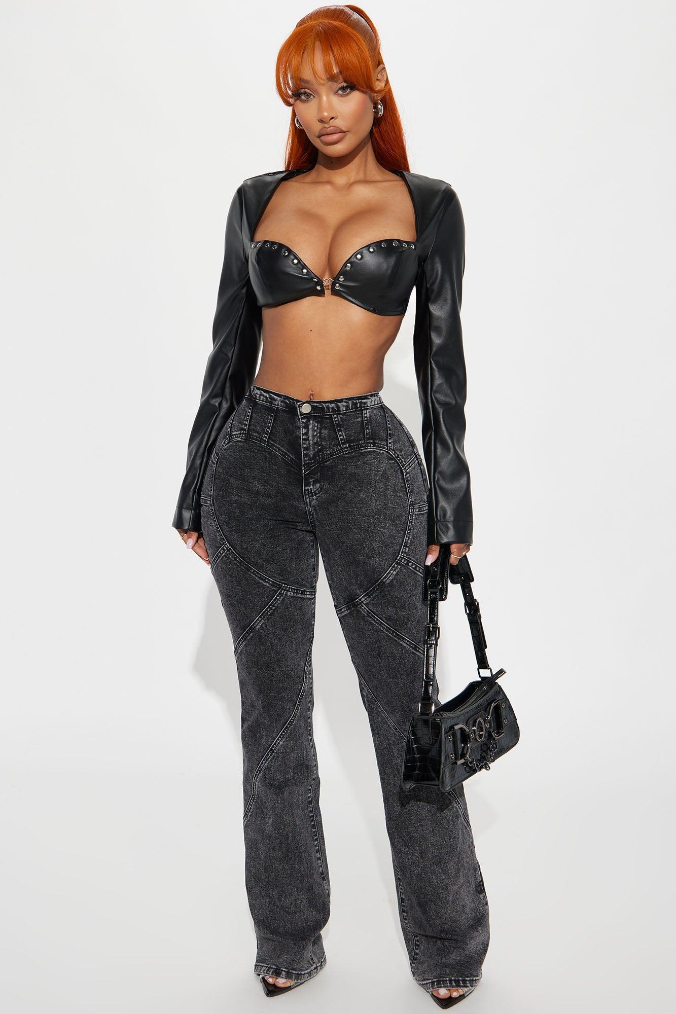 Rock Star Faux Leather Top - Black Product Image