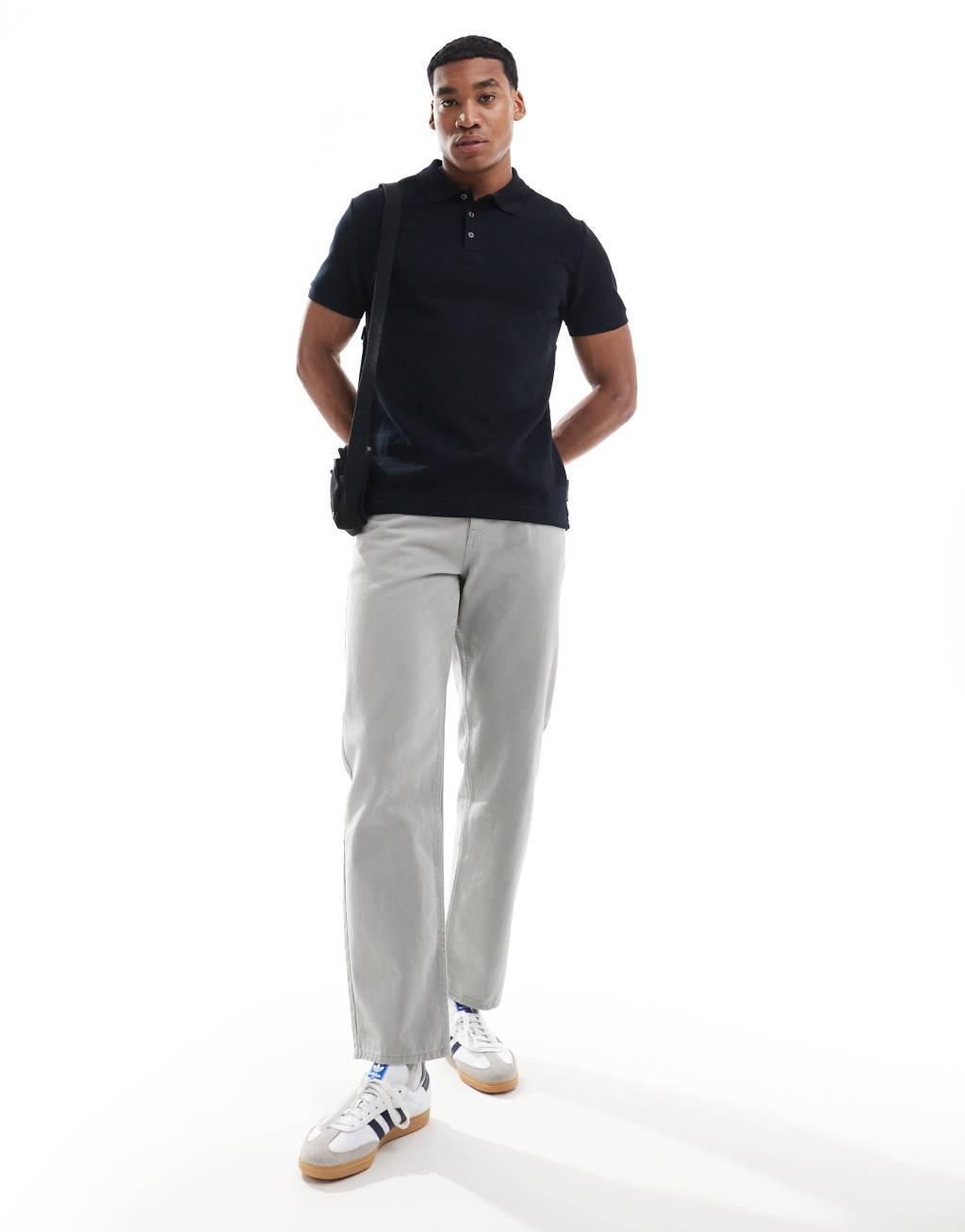 French Connection heavyweight ottoman polo in navy Product Image