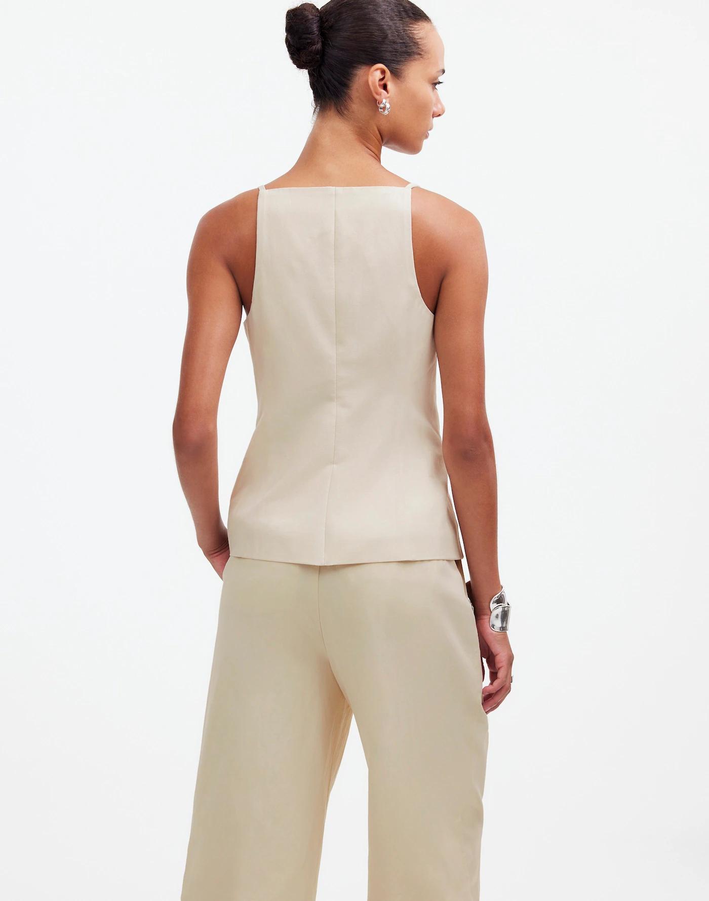 Square-Neck Vest in Drapey Twill Product Image