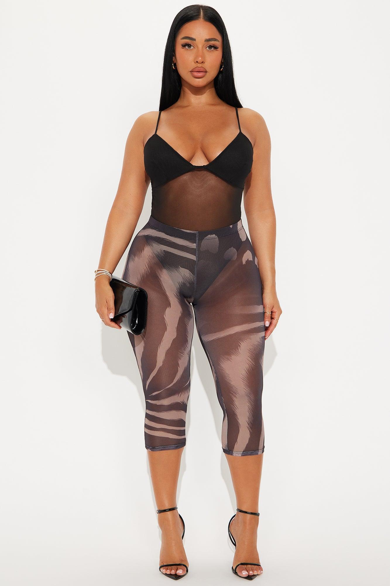 That's Too Hot Animal Print Mesh Capri Legging - Chocolate/Combo Product Image