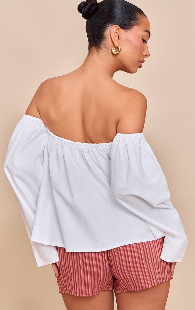 White Peach Skin Floaty Bardot Top Product Image