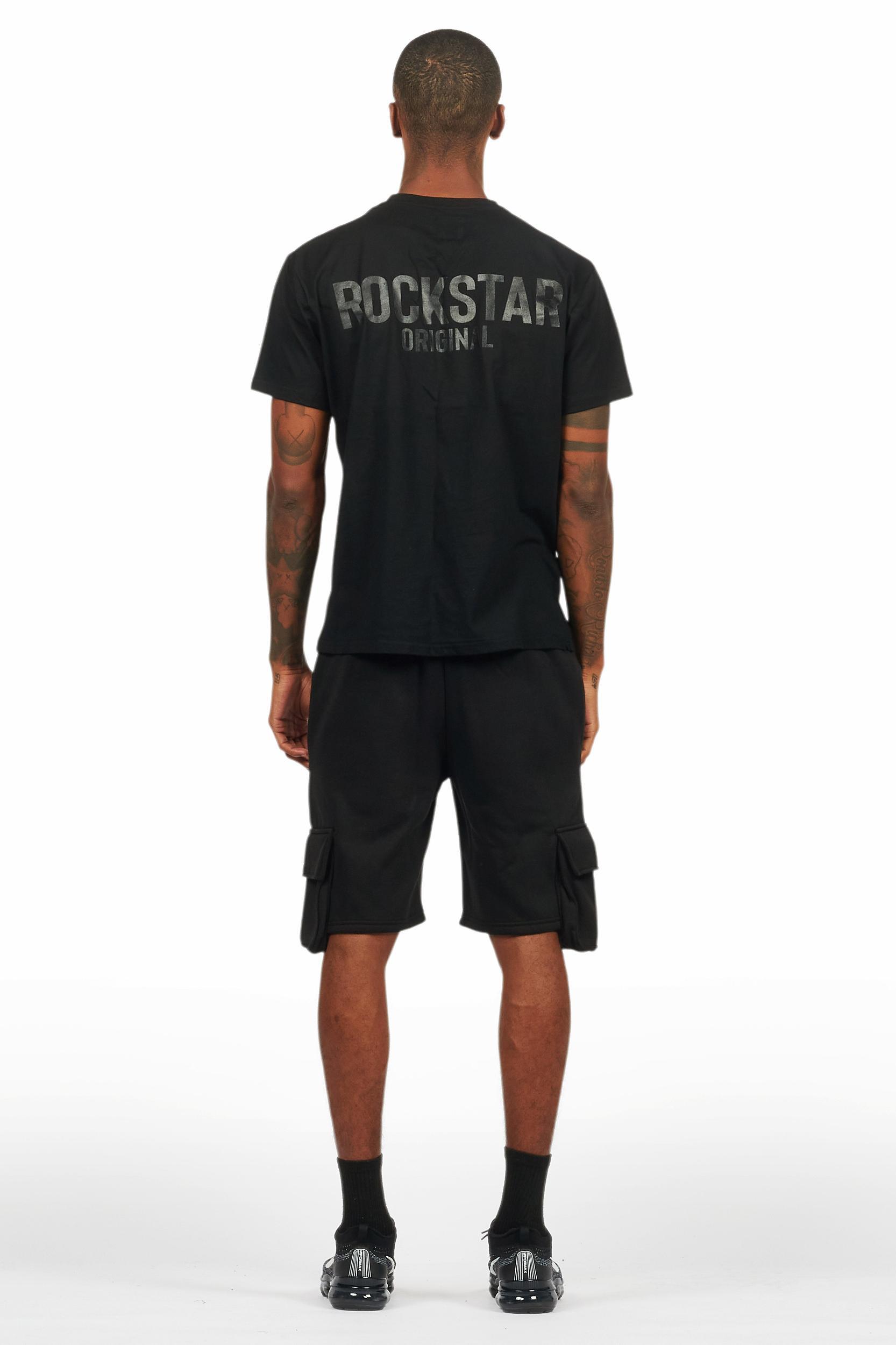 Sana Black/Black T-Shirt Cargo Shorts Set Male Product Image