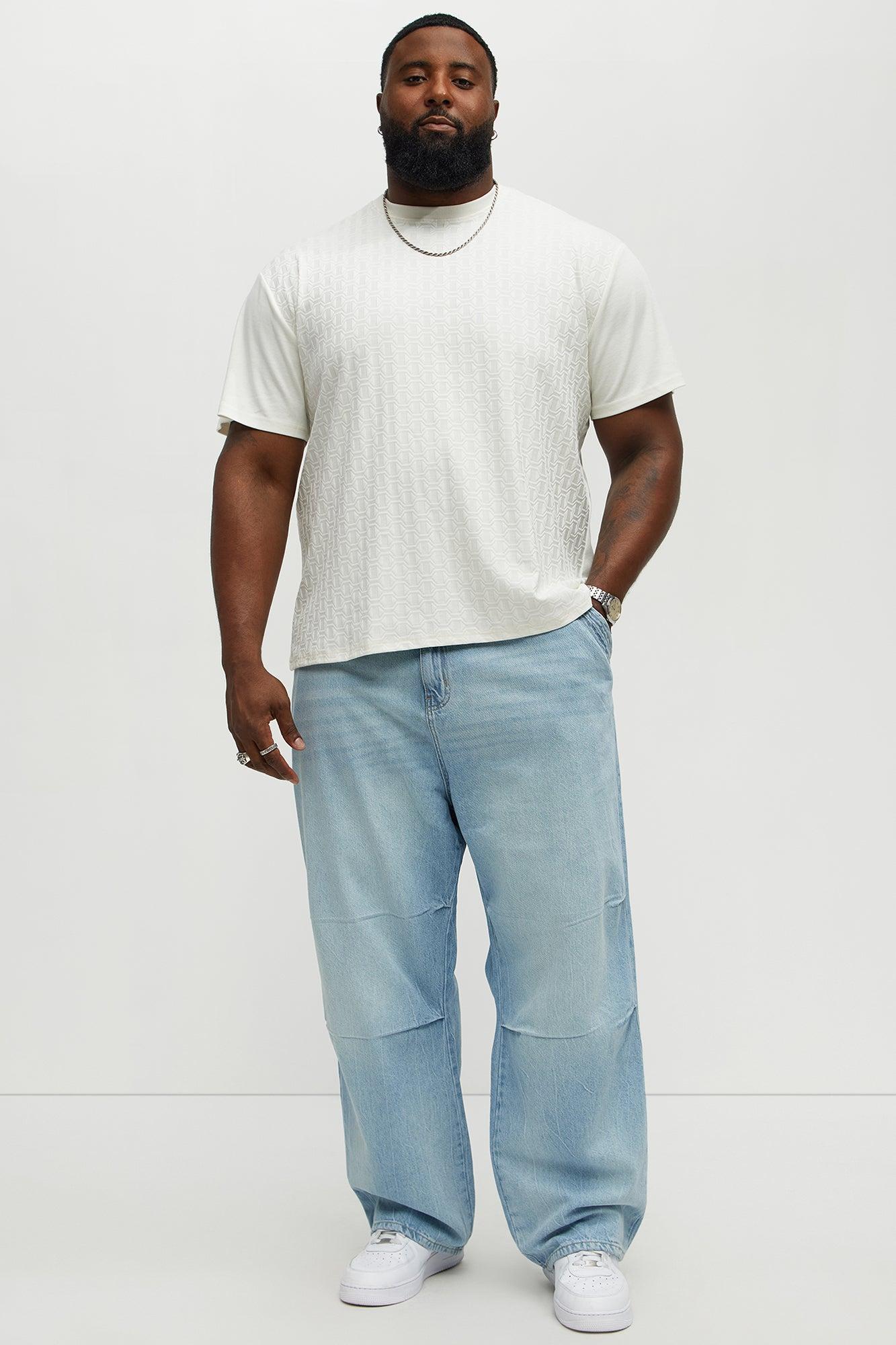 Textured Geometric Short Sleeve Tee - Off White Product Image