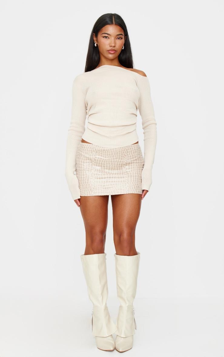 Stone Faux Leather Croc Micro Mini Skirt Product Image