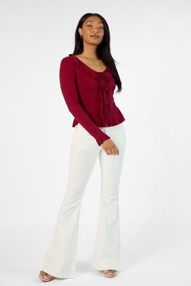 Maren White Stretchy Tall Flare Jeans FINAL SALE Product Image