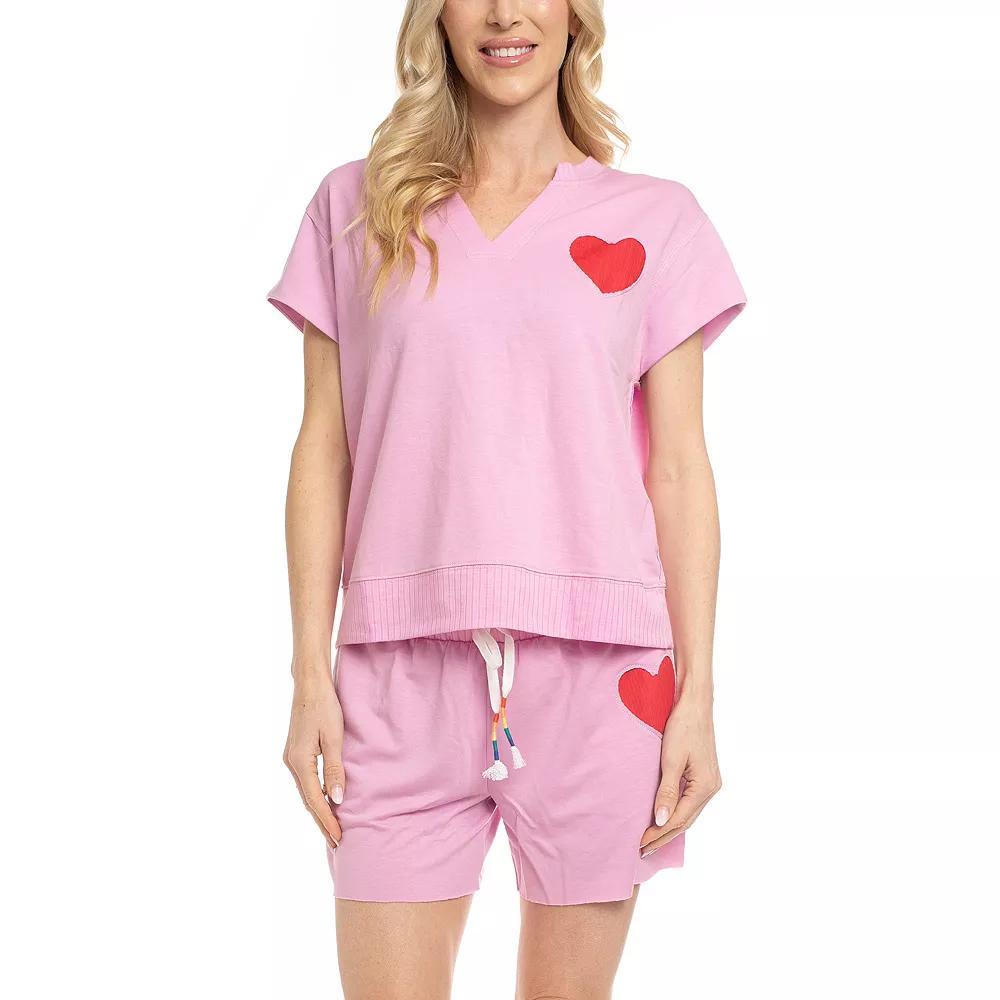 Women's Ocean Pacific® Summer Lovin' Pajama Top & Pajama Shorts Set, Size: Large, Pink Product Image