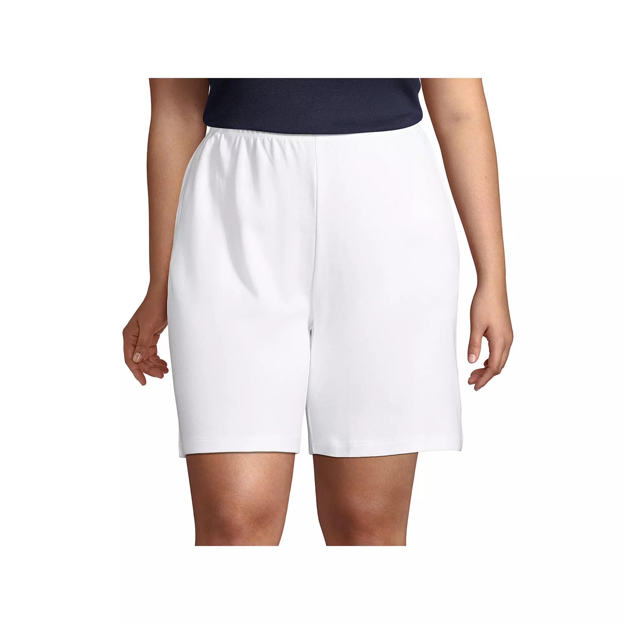 Plus Size Lands' End Sport Knit Pull-On Shorts, Women's, Size: 1XL, White Product Image