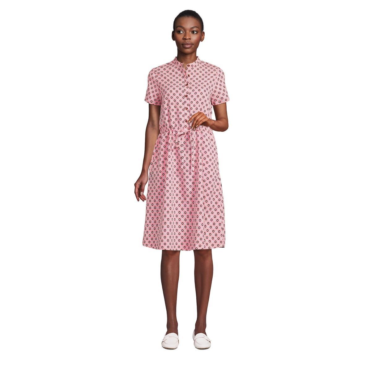 Women's Lands' End Button Front Shirtdress, Size: XL, Lily Medallion Tile Product Image