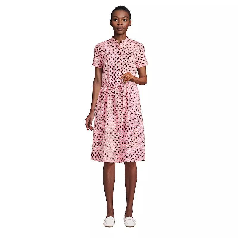 Women's Lands' End Button Front Shirtdress, Size: XL, Lily Medallion Tile Product Image