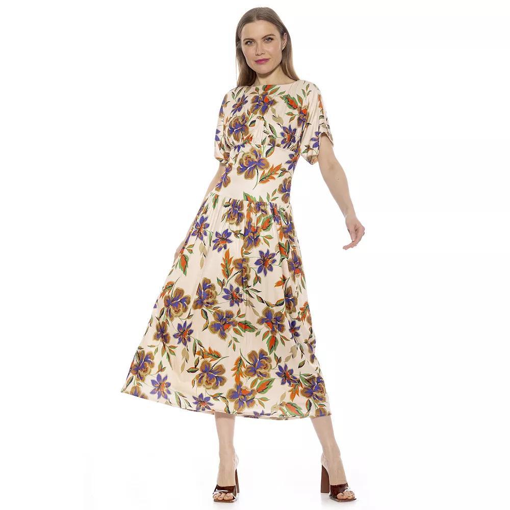 Women's ALEXIA ADMOR Luna Draped Dolman Sleeve Tea Length Dress, Size: Medium, Halogen Blue Product Image