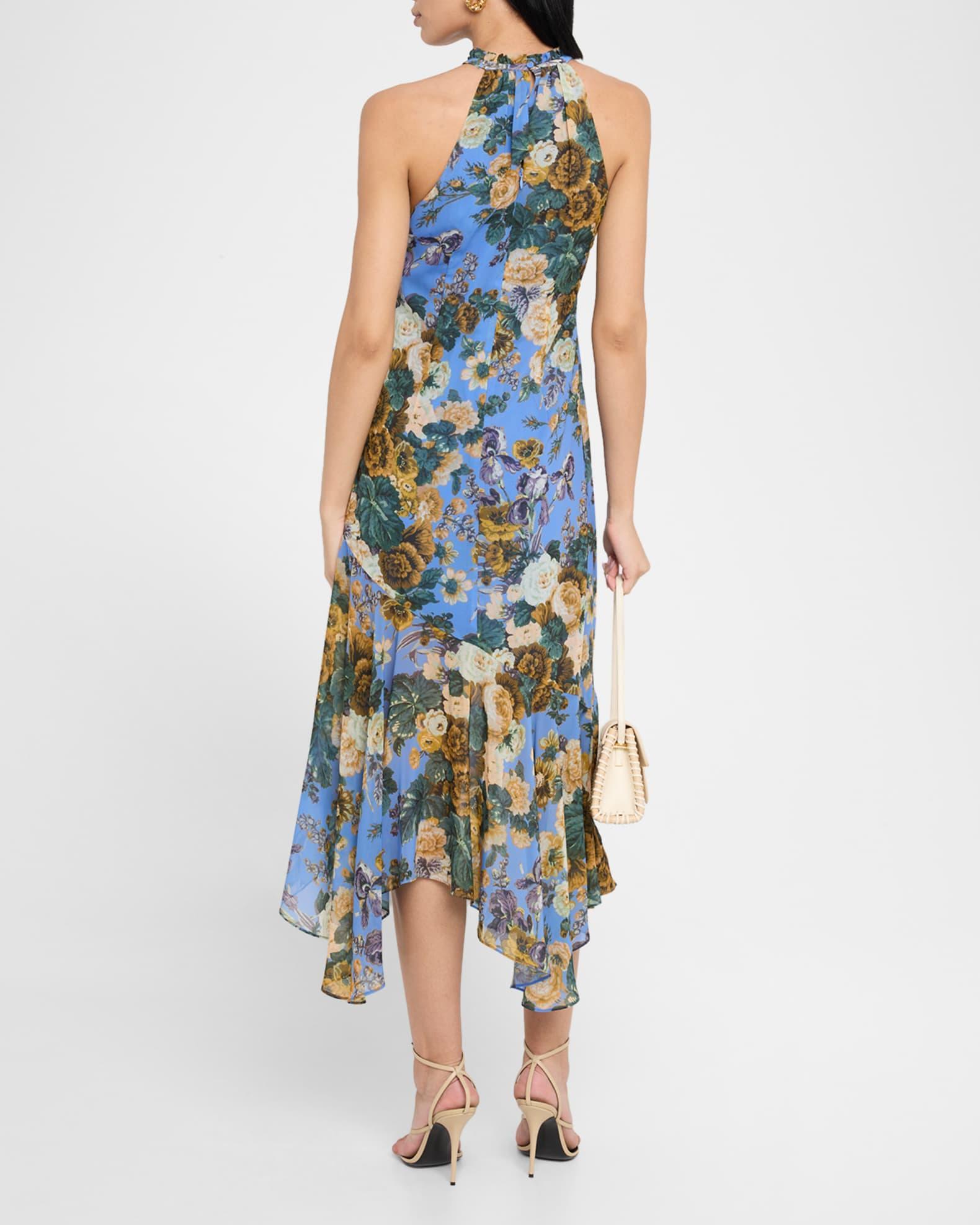 Emery Asymmetric Floral-Print Halter Midi Dress Product Image