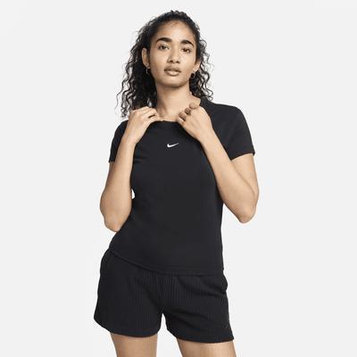 Women's Nike Sportswear Chill Swoosh Knit Tee, Size: XXL, Black Product Image