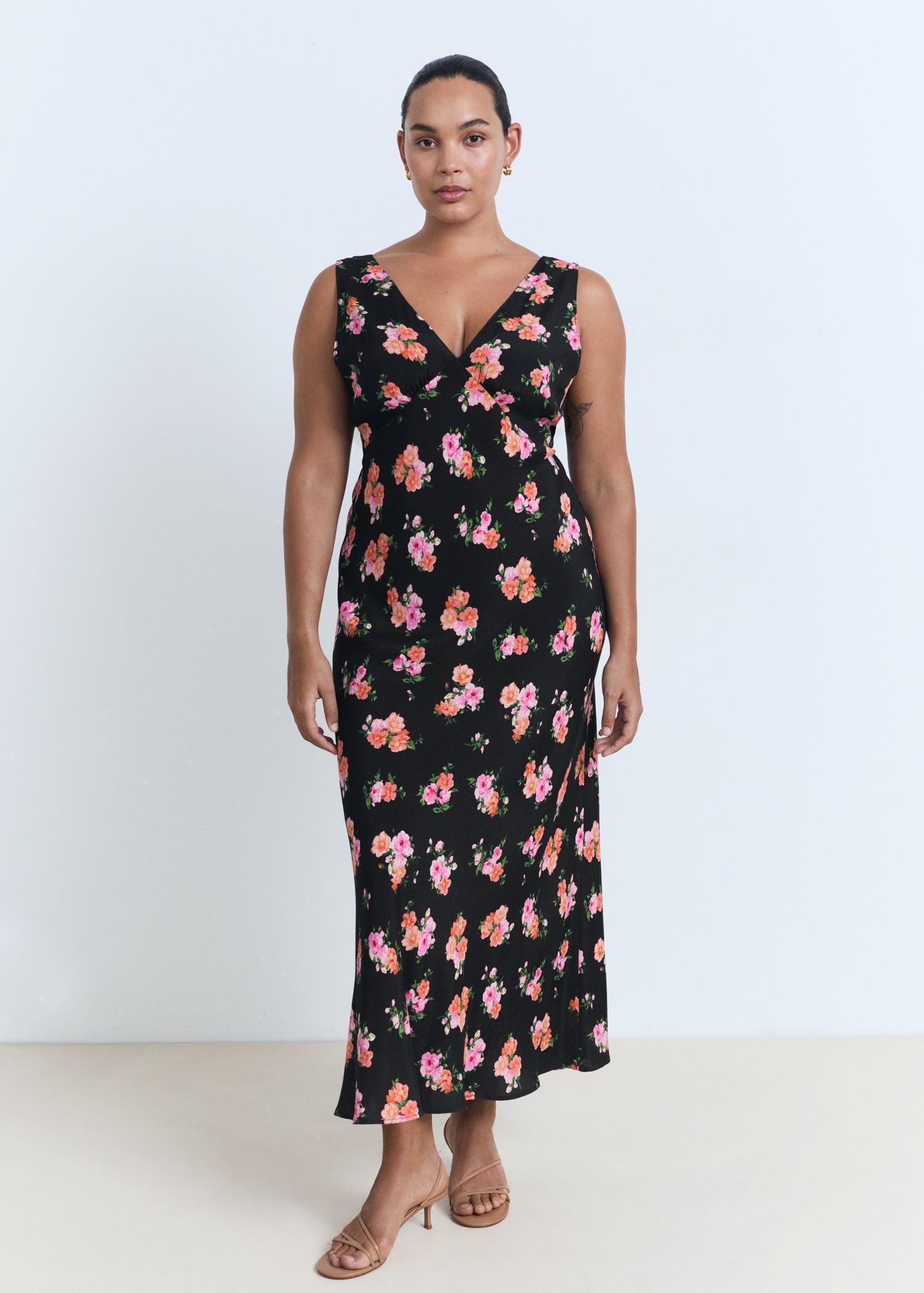Long floral dress - Women | MANGO USA Product Image