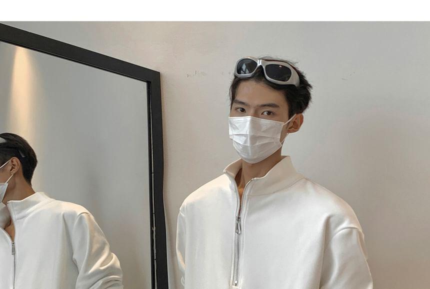 Mock Neck Half Zip Plain Sweatshirt Product Image