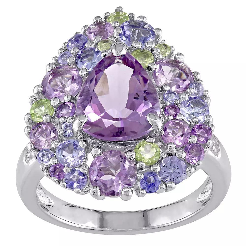 Stella Grace Sterling Silver Multi Gemstone & Diamond Accent Cocktail Ring, Women's, Size: 7.50 Product Image