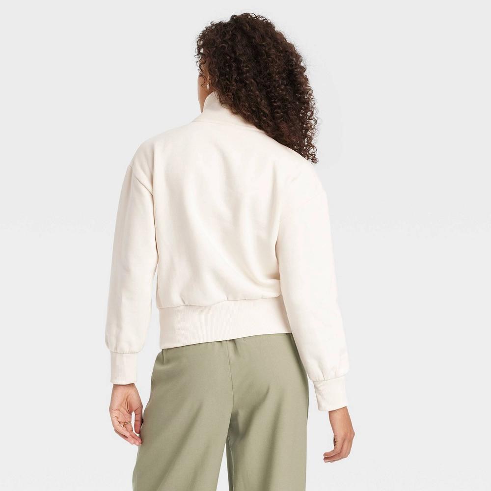 Womens Quarter Zip Sweatshirt - A New Day Cream Product Image