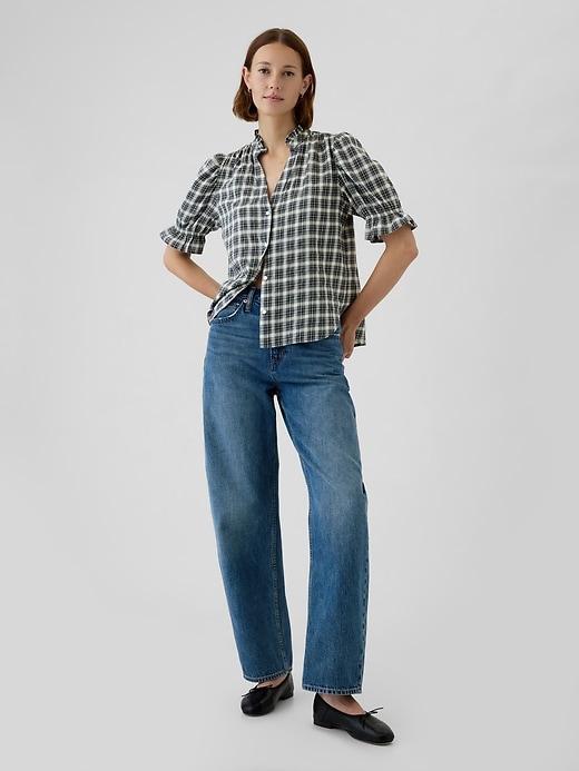 Crinkle Gauze Puff Sleeve Shirt Product Image