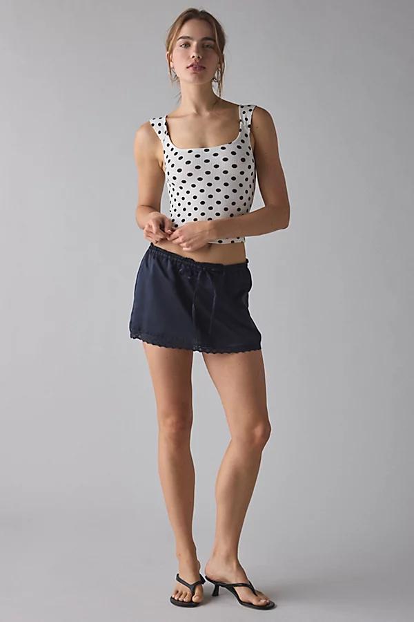 Kimchi Blue Rea Lace-Trim Satin Micro Mini Skirt Womens at Urban Outfitters Product Image
