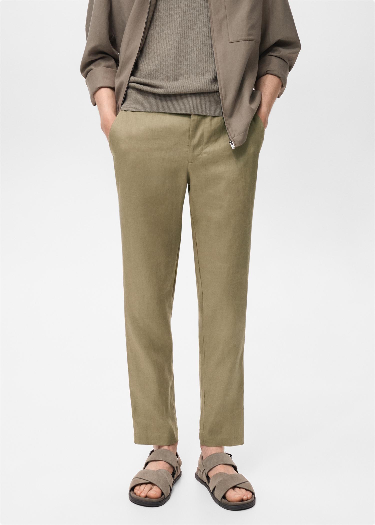 Slim-fit 100% linen pants - Men | MANGO USA Product Image