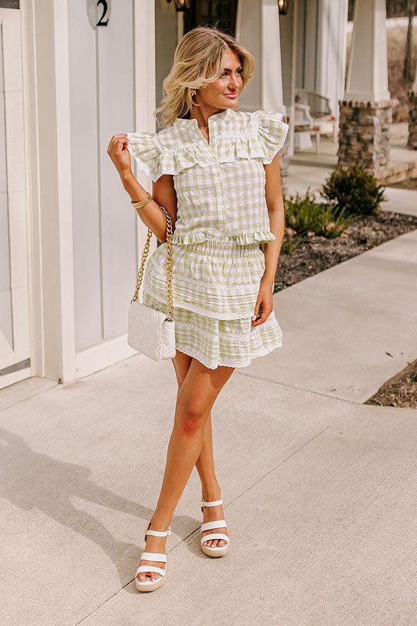 Downright Delightful Gingham Top In Lime Product Image