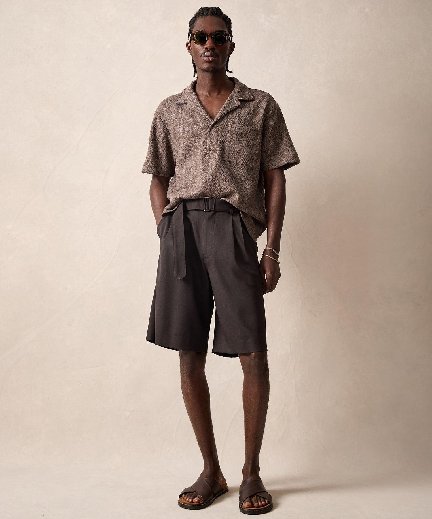 Relaxed Wool-Cotton Herringbone Montauk Polo Product Image