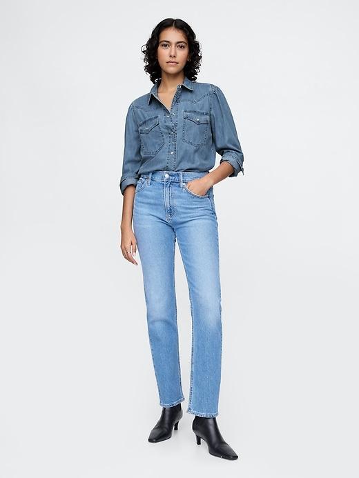 UltraSoft Denim Western Shirt Product Image