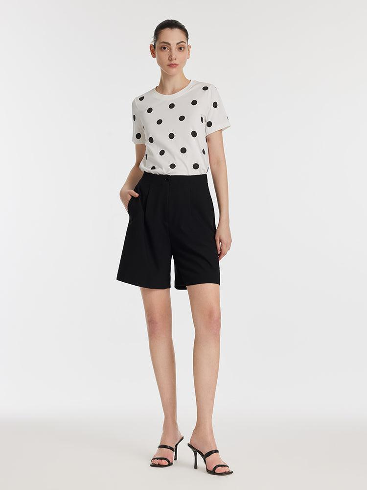 Polka Dots Print Round Neck Women T-Shirt Product Image